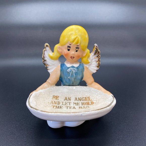Vintage Ceramic Angel Tea Bag Holder